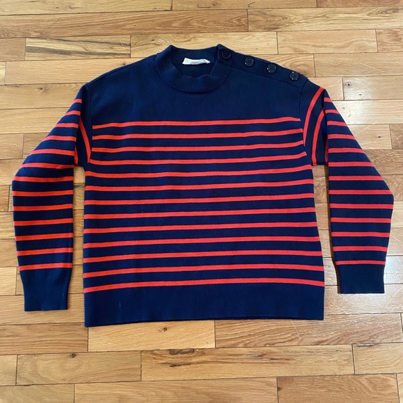 Everlane Wool Blend Crew Neck Button Shoulder Sweater Women's Size L - Picture 1 of 5